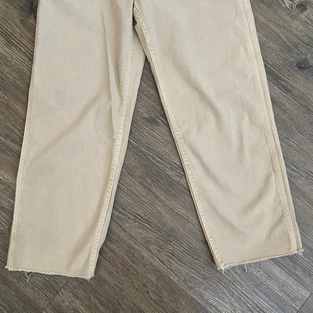 Mother Jeans Patch Pocket Private Ankle Fray Pants Khaki Wide Leg Women's 24 - Picture 2 of 10